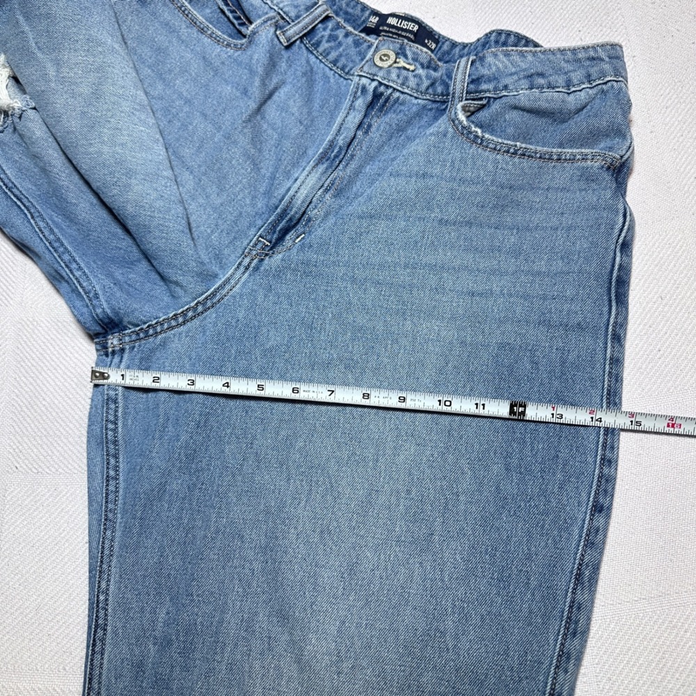 Hollister Ultra High-Rise Baggy Jeans Womens 14R 32R Distressed Medium Wash - Picture 11 of 13